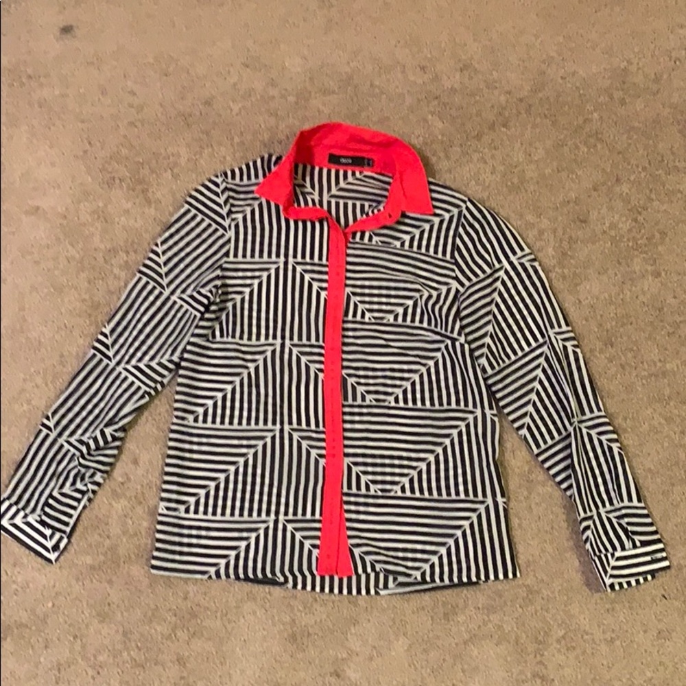 Striped Long Sleeve Button-up Top